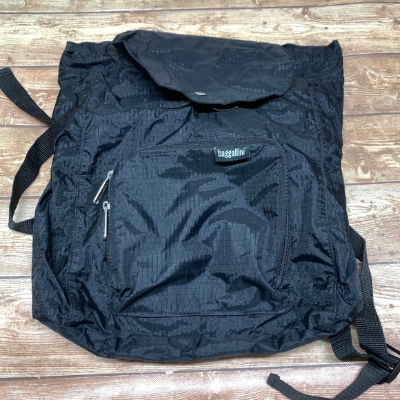Baggallini Bags Baggalini Backpack Foldable Packable Compact Travel Nylon Black Beach Pool